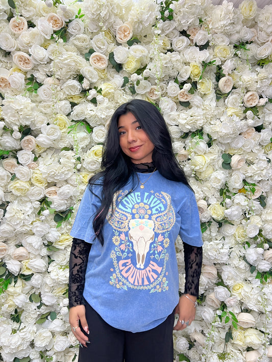 Long Live Country Oversize Tee - Blue
