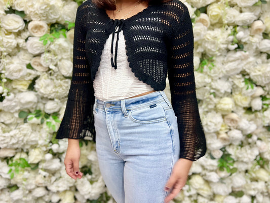 Knit Cropped Cardigan - Black