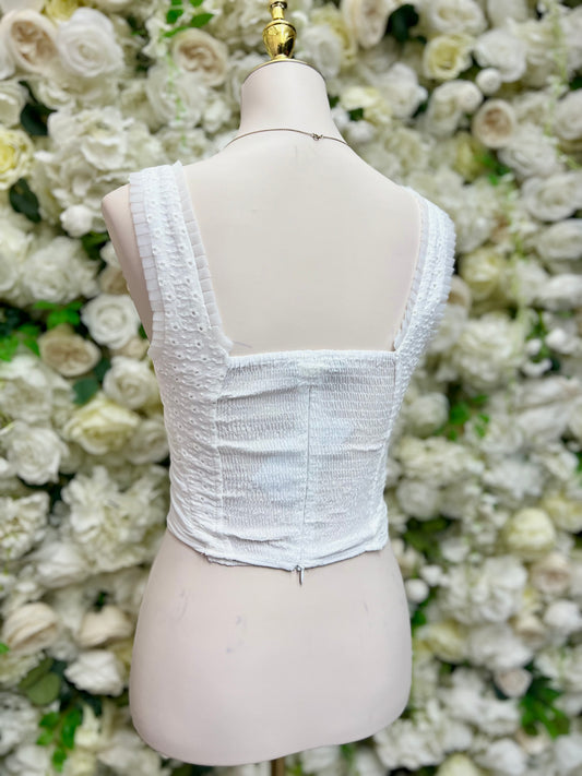 White Corset Mesh Top