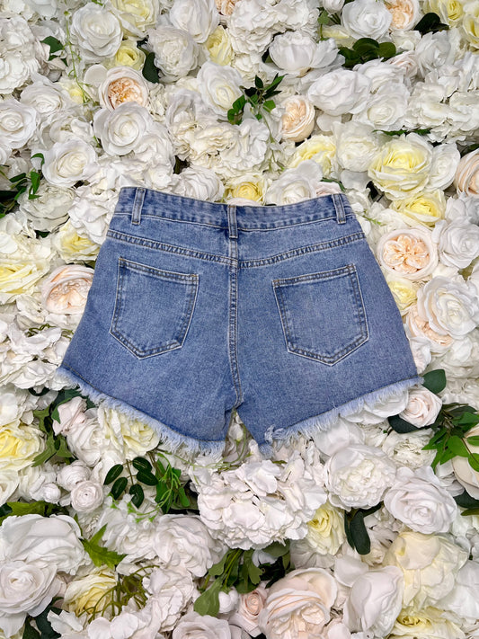 Lace Up Denim Shorts