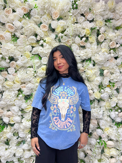 Long Live Country Oversize Tee - Blue