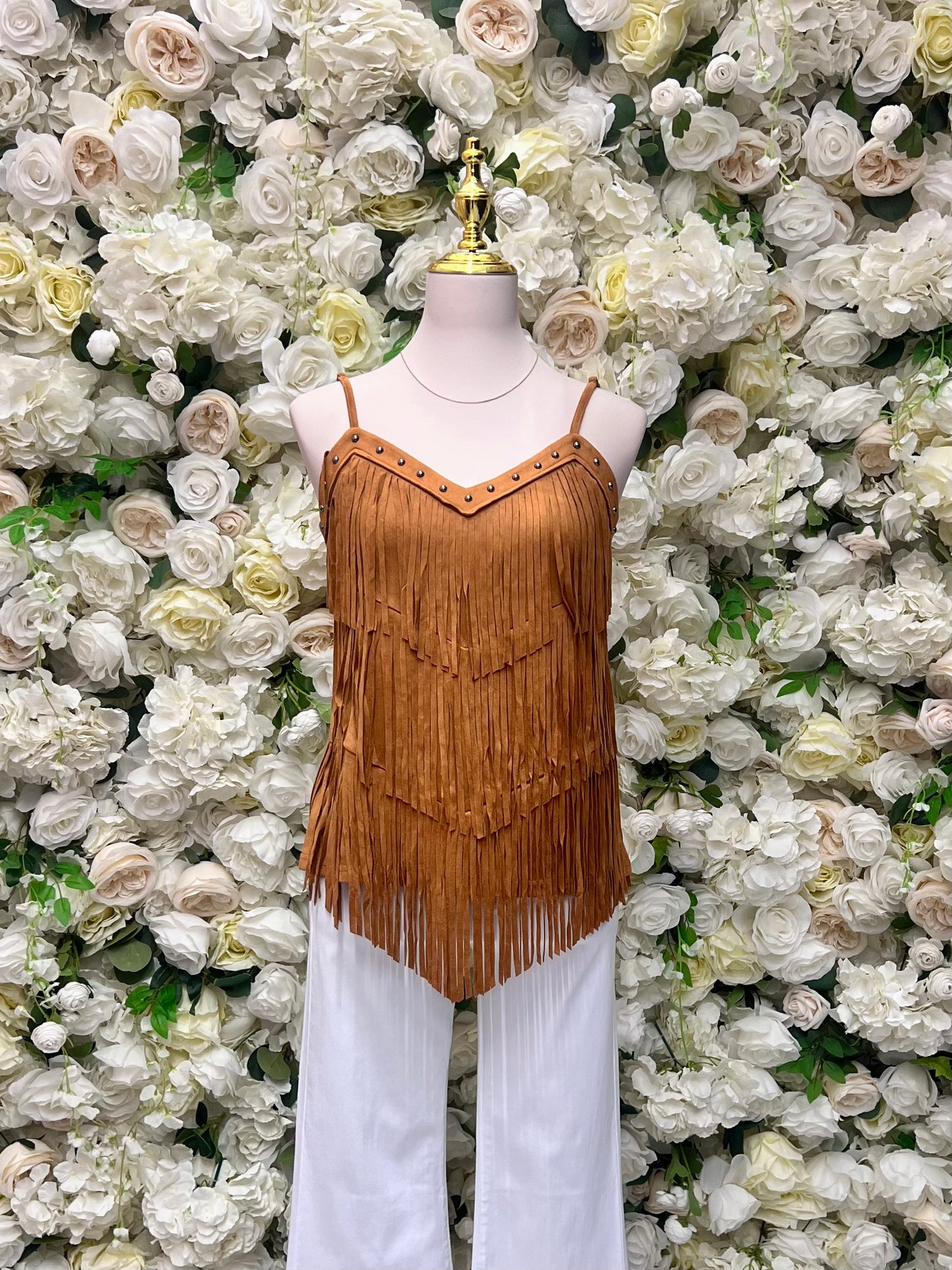 Camel Fringe Tank Top