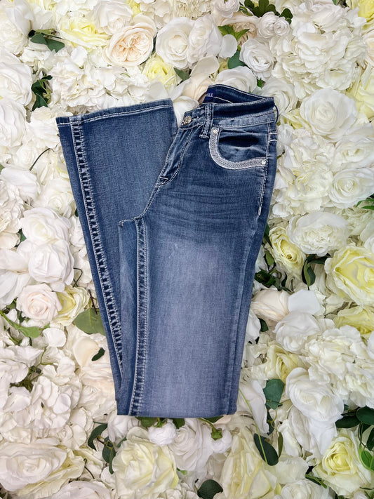 Rhinestone Rodeo Bootcut Jeans - Medium Blue