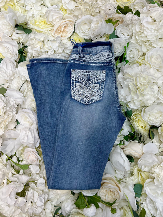 Rhinestone Rodeo Bootcut Jeans - Medium Blue