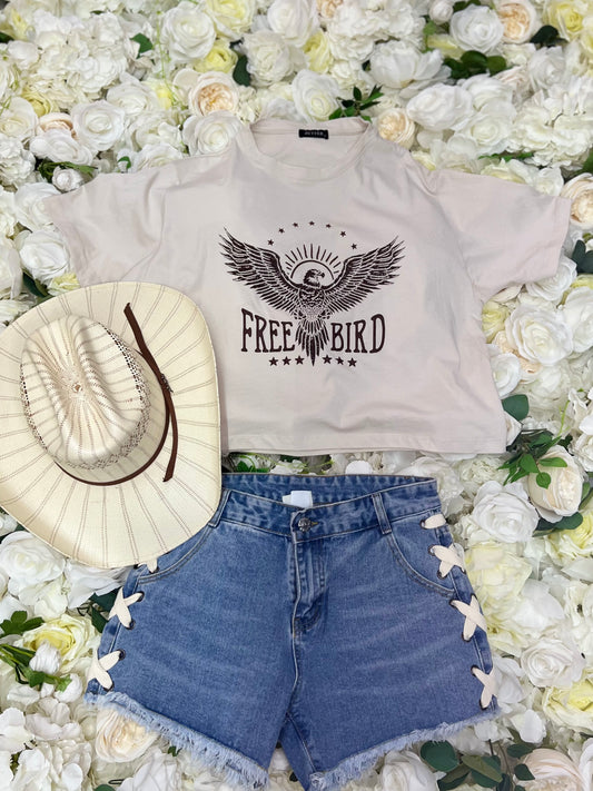Free Bird Cropped Tee - Natural