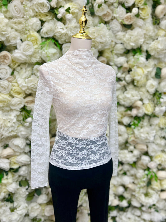 Flor Mesh Long Sleeve - White