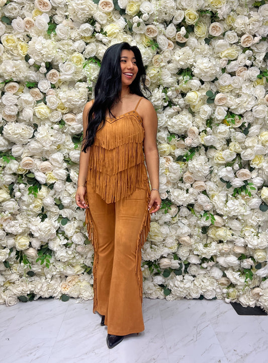 Camel Fringe Tank Top