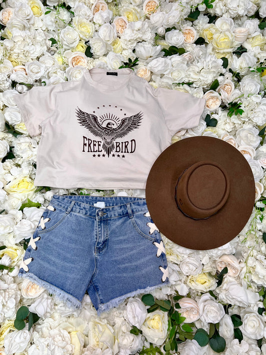Free Bird Cropped Tee - Natural