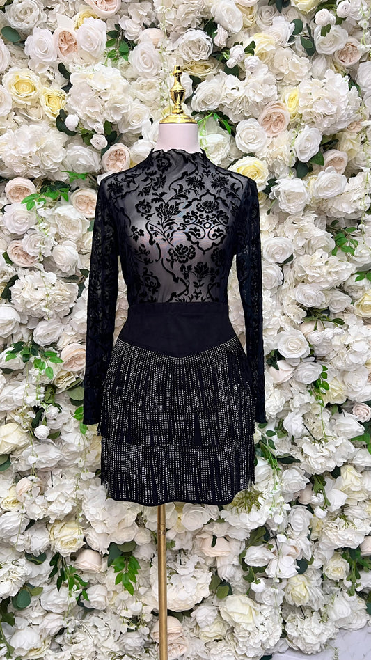 Disco Diva Sparkle & Fringe Skirt