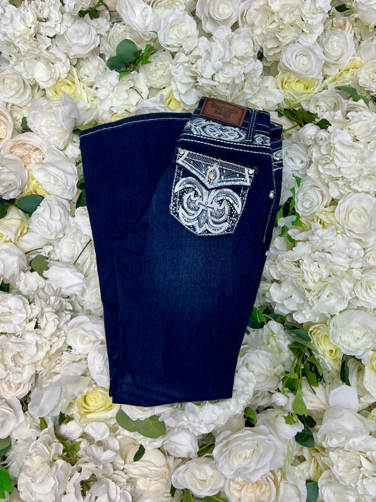 Rhinestone Rodeo Bootcut Jeans - Dark