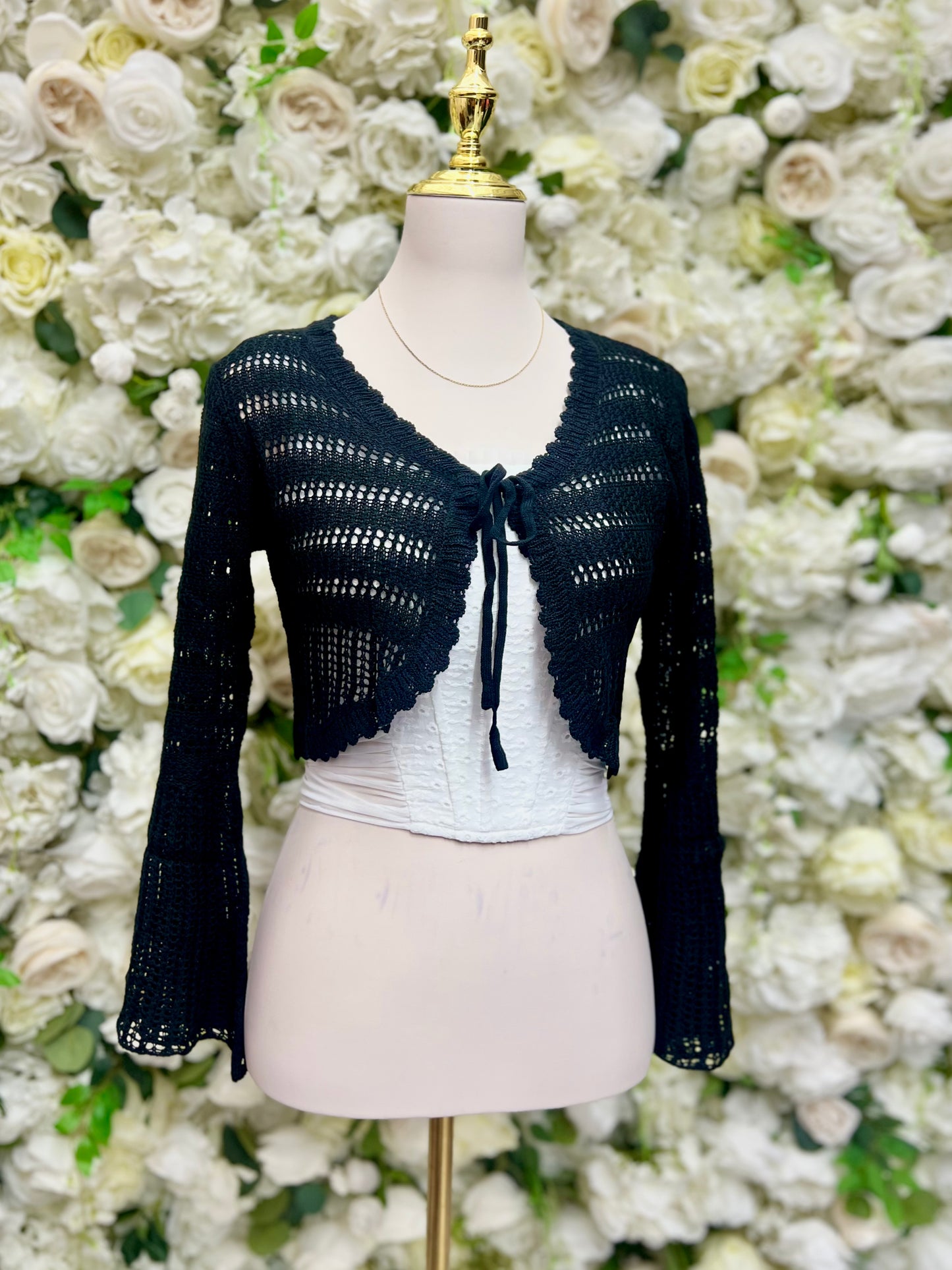 Knit Cropped Cardigan - Black