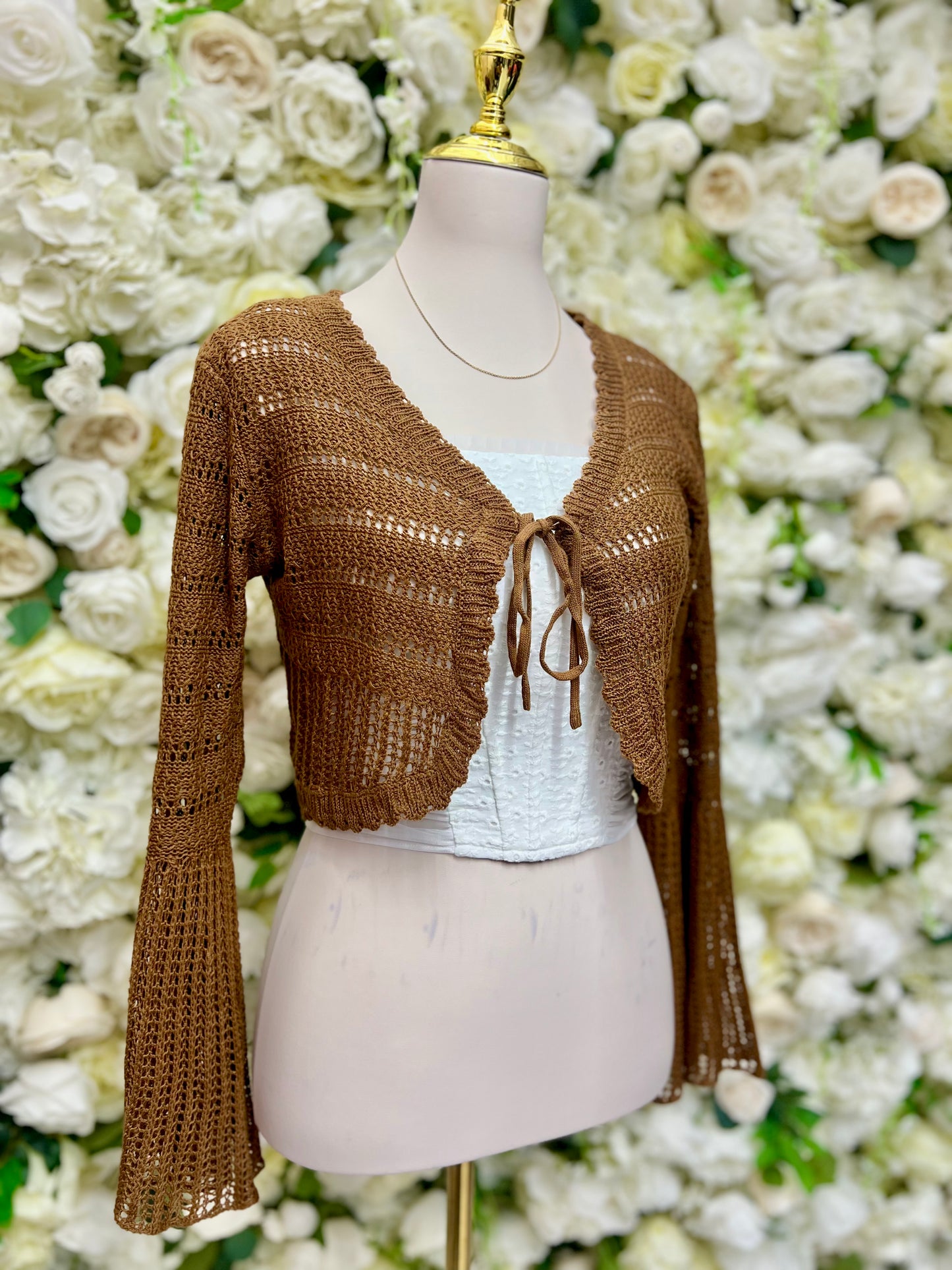 Knit Cropped Cardigan - Maple