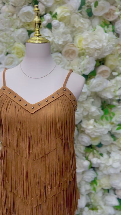Camel Fringe Tank Top