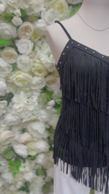 Black Fringe Tank Top
