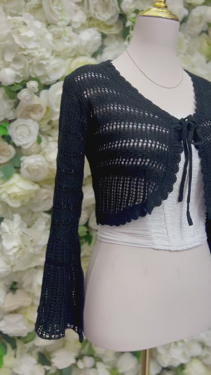 Knit Cropped Cardigan - Black