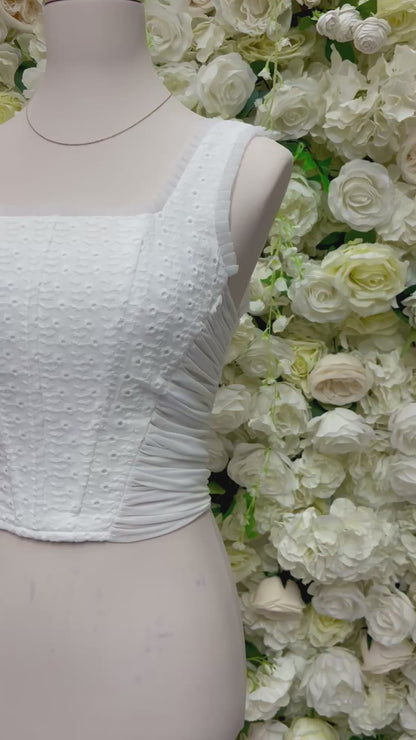White Corset Mesh Top