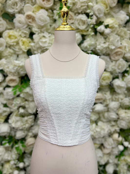 White Corset Mesh Top