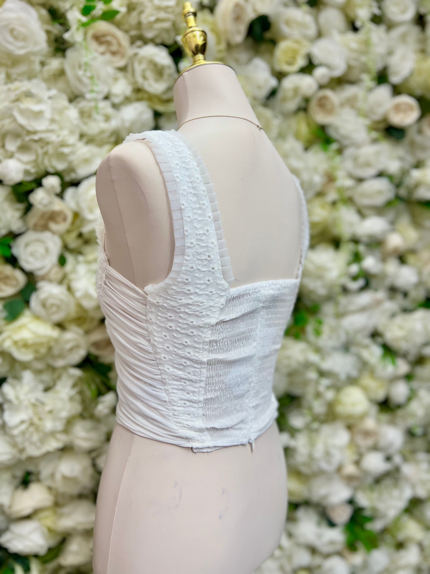 White Corset Mesh Top