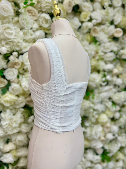 White Corset Mesh Top